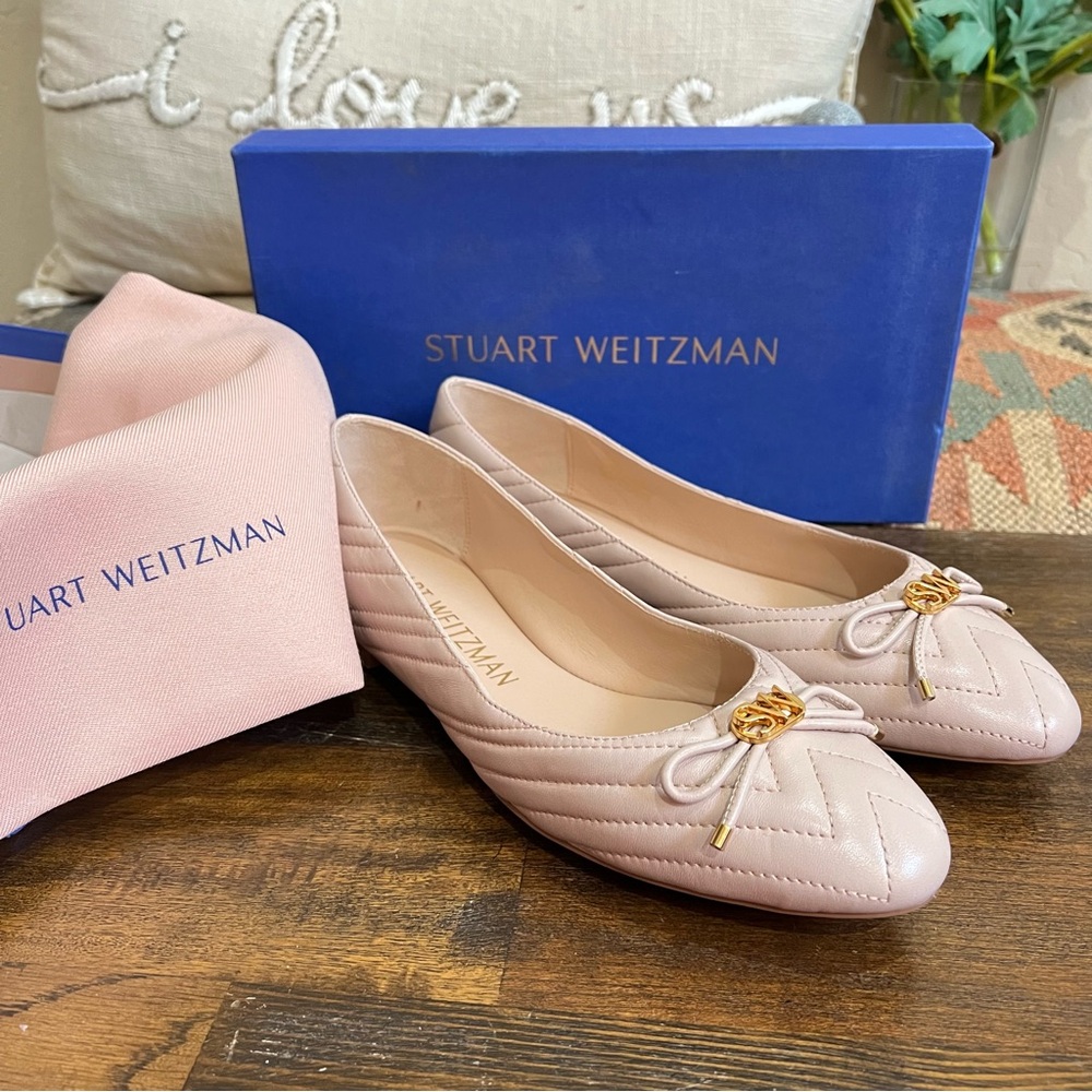 STUART WEITZMAN Hillia In Latte Light Beige Nappa Quilted Leather US10 AA